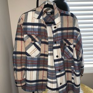 Zara Wool Blend Plaid Overshirt